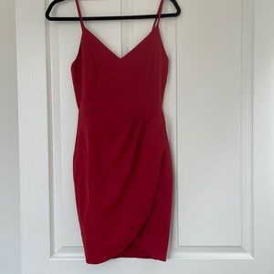 Lulus - M - red mini dress with tulip hem